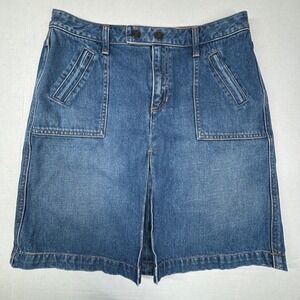 VTG Y2K GAP Jeans‎ Denim Skirt Womens 8 Blue Knee Pleat Pockets Bareback Western